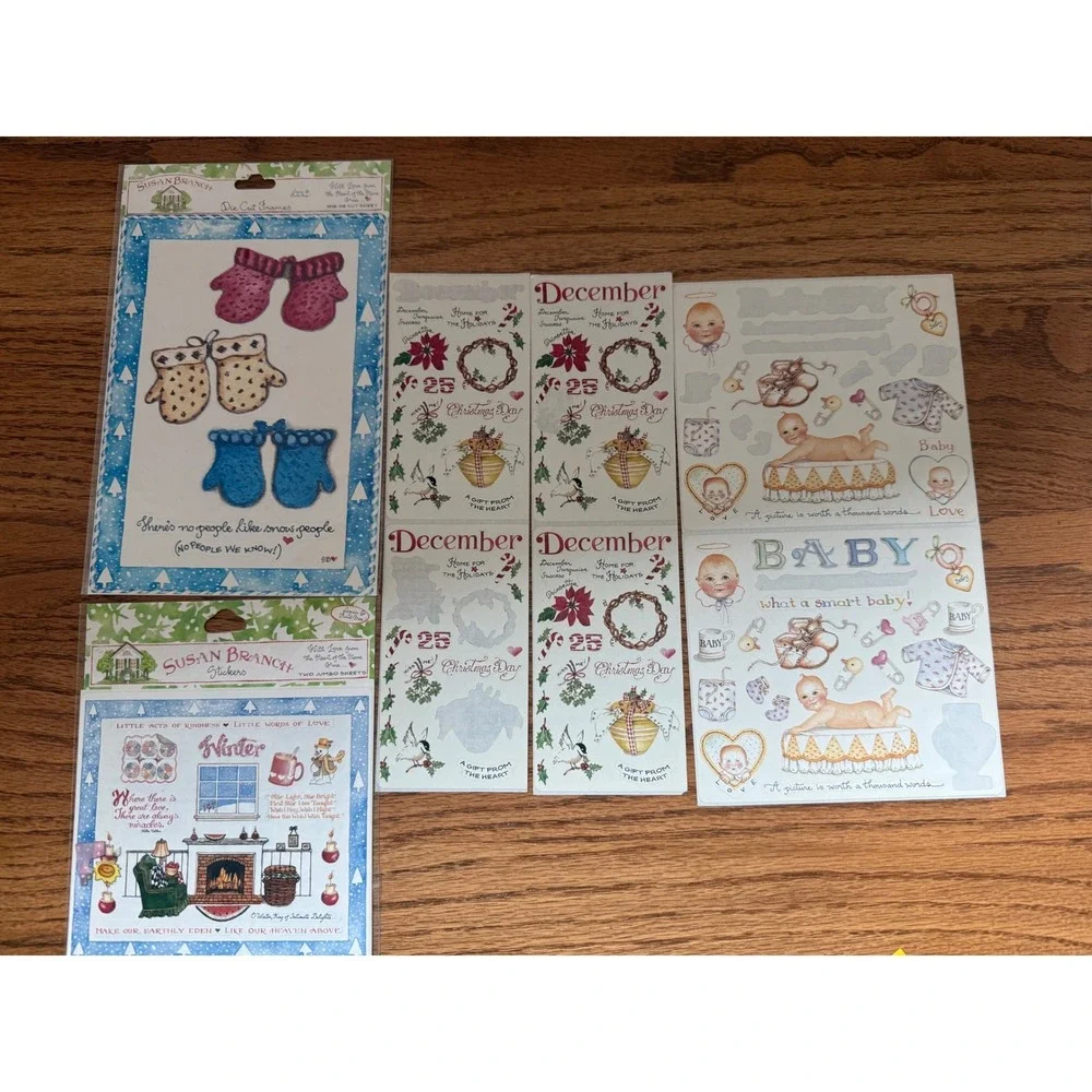 Susan Branch Scrapbook Sticker Lot Winter Holiday Baby Die Cut Sheets Acid Free